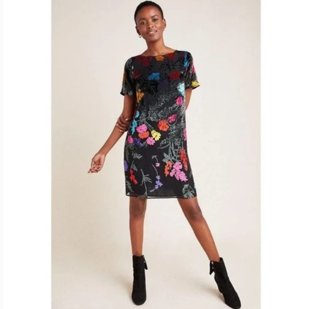 Anthropologie Maeve Alisa Burnout Velvet Tee Dress